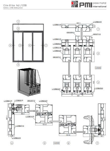 Cấu hình cửa trượt nâng PMI L125B