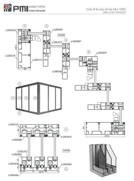 Mặt cắt profile nhôm PMI L125C