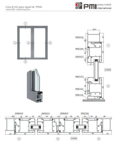 Cửa đi mở quay PMI P65D