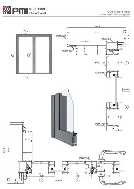 Cửa đi PMI P65D bản cánh lớn