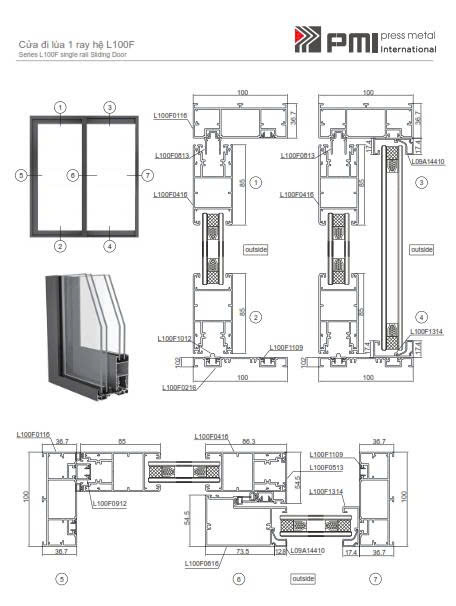Cửa lùa PMI L100F 1 ray