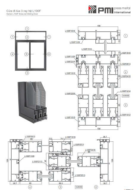 Cửa lùa PMI L100F 3 ray