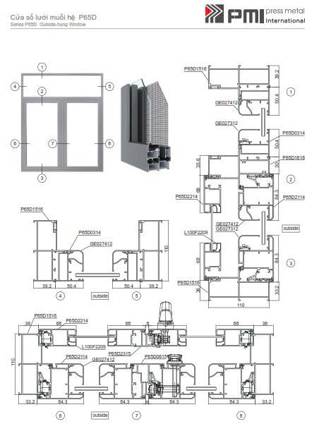 Cửa sổ PMI P65D kết hợp lưới muỗi