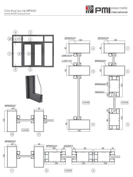 Cửa thủy lực PMI 60D bản cánh 120 mm