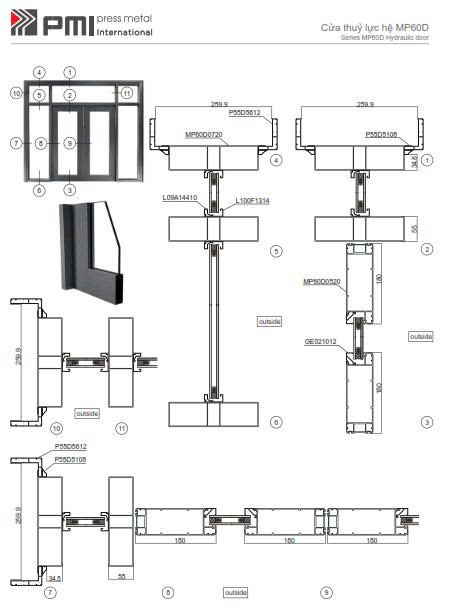 Cửa thủy lực PMI 60D bản cánh 180 mm