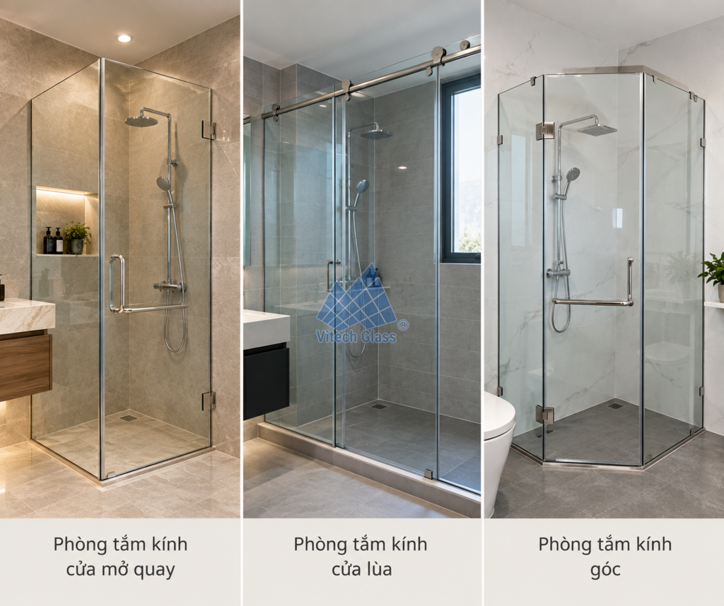 Các loại phòng tắm kính phổ biến